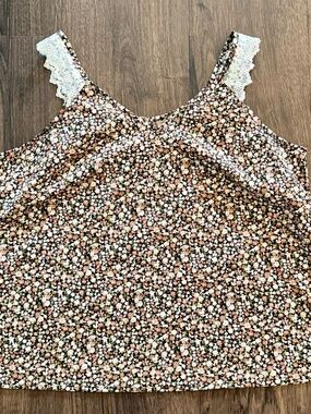 SHEIN Women's Plus Size Frenchy Floral Print Tank Top - Multi - Size 1XL